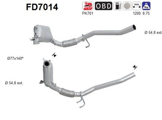 AS Diesel particulate filter Article number: FD7014 cheaply