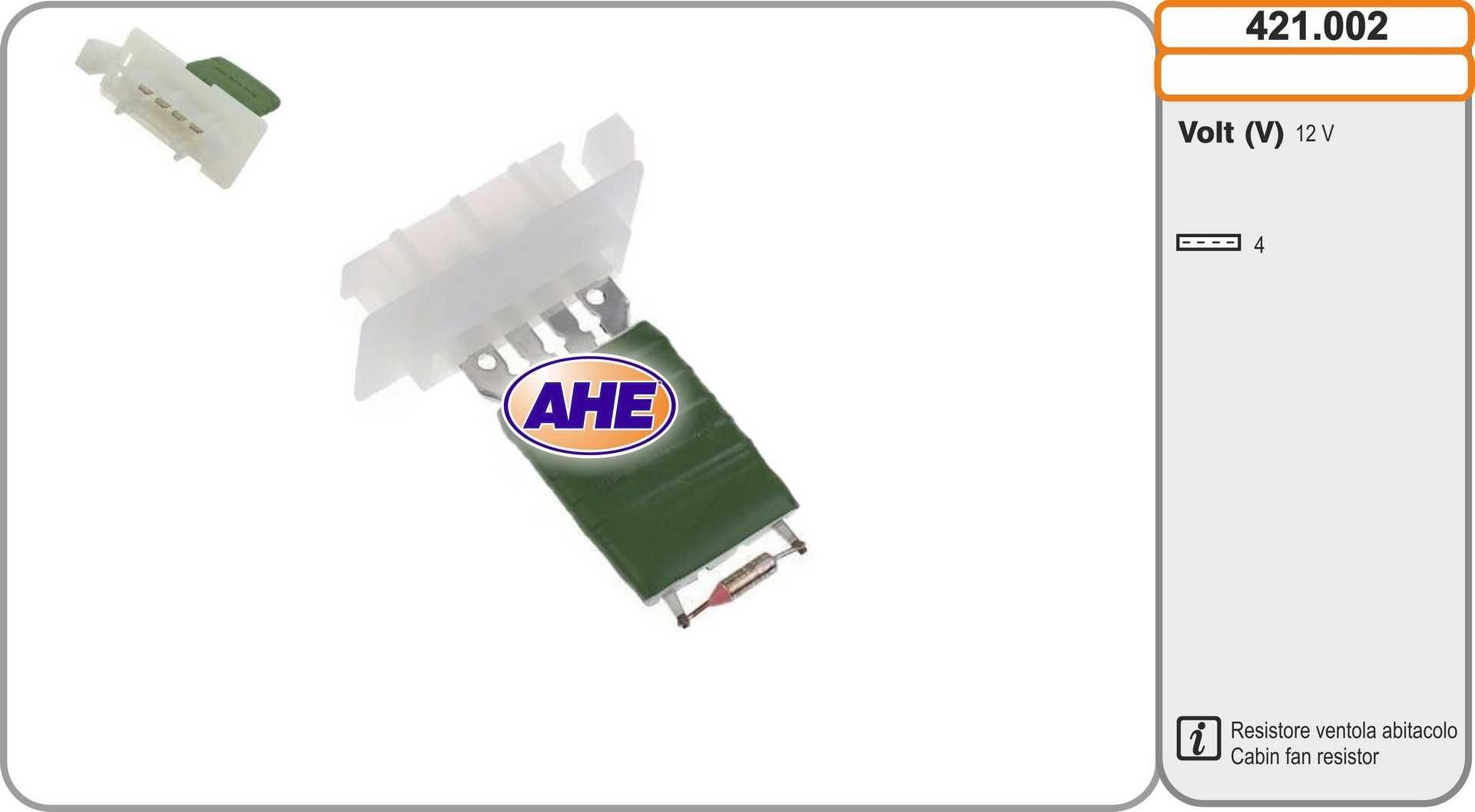 AHE Pre-resistor, electro motor radiator fan Article number: 421.002 cheaply