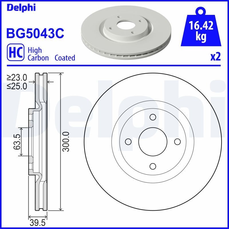 DELPHI Bremseskive artikkelnummer: BG5043C billig