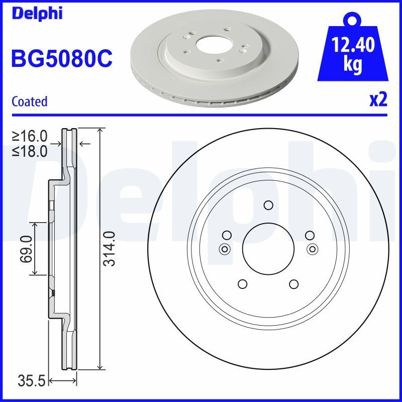 DELPHI Stabdžių diskas prekės numeris: BG5080C nebrangu