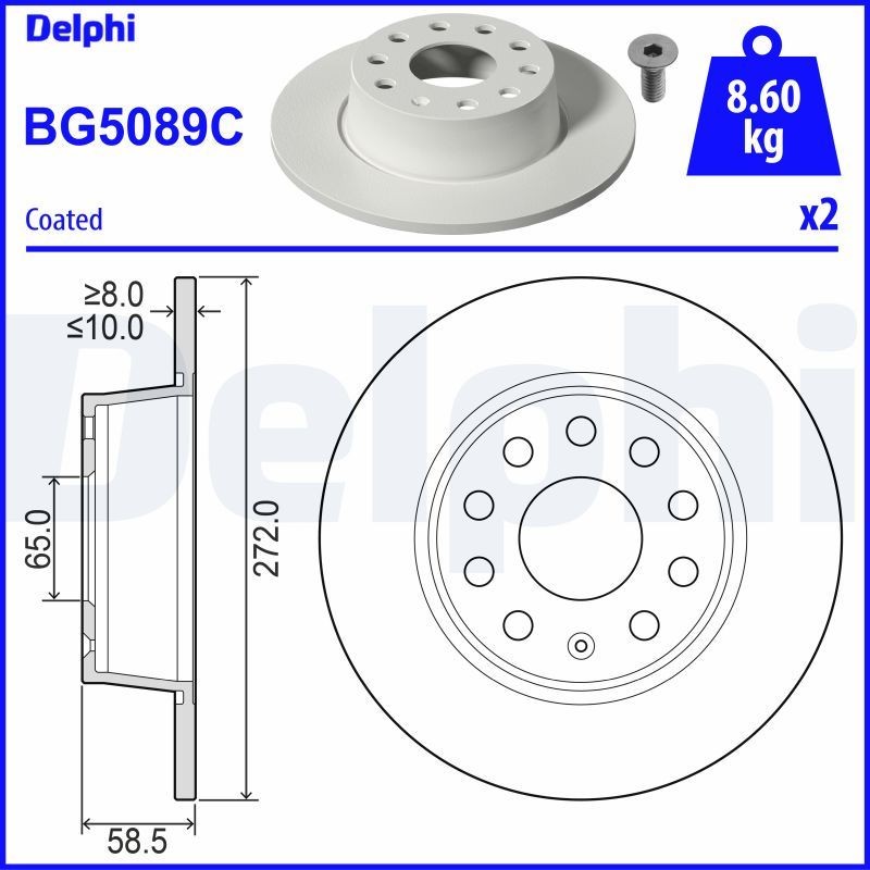 DELPHI Спирачен диск артикулен номер: BG5089C евтино