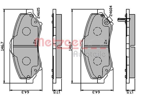 METZGER Brake pad set Article number: 1170883 cheaply