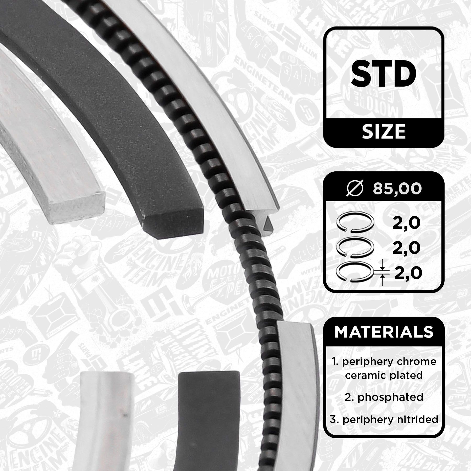 ET ENGINETEAM Piston Ring Kit Article number: R1012800 cheaply