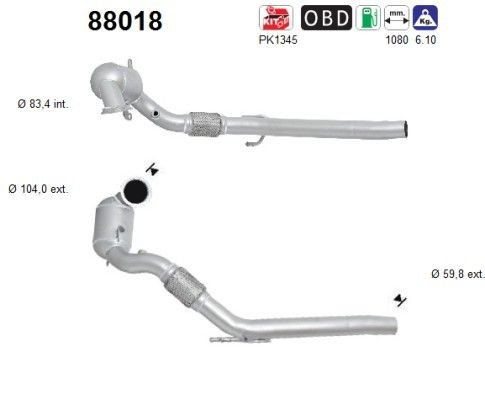AS Catalytic converter Article number: 88018 cheaply