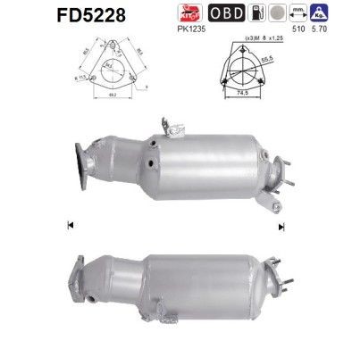 AS Diesel particulate filter Article number: FD5228 cheaply