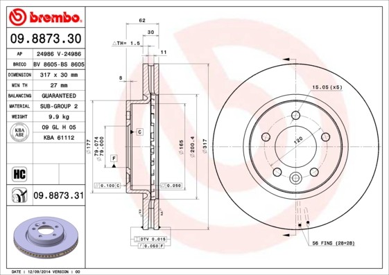 BREMBO Piduriketas Artikli number: 09.8873.30 soodsalt