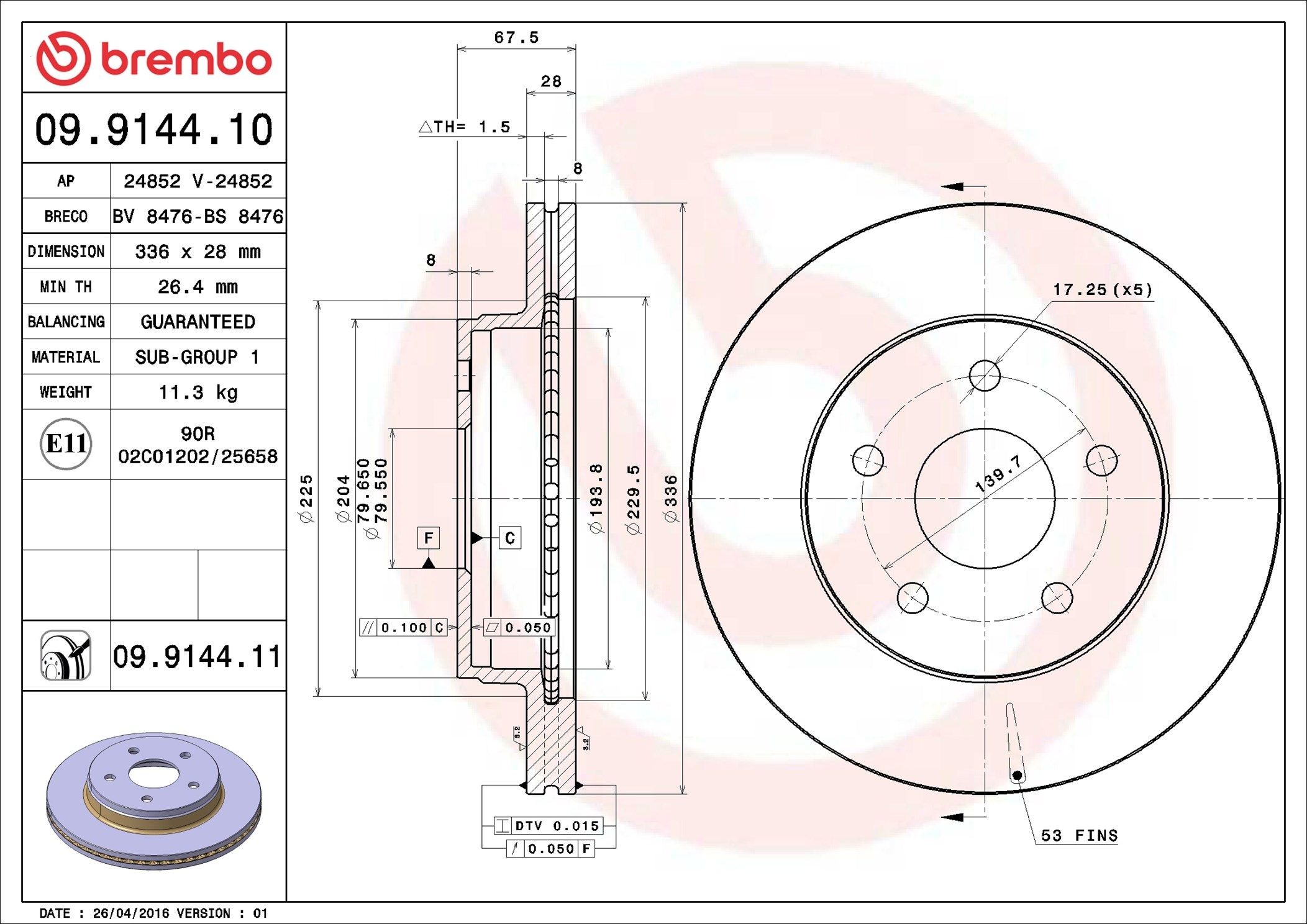 BREMBO Piduriketas Artikli number: 09.9144.10 soodsalt
