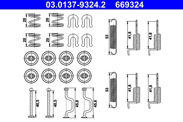 ATE 03.0137-9324.2 Tilbehørssæt, parkeringsbremsebakker HIGHLANDER 3.0 4WD (MCU25_) 223 HK Benzin 2007
