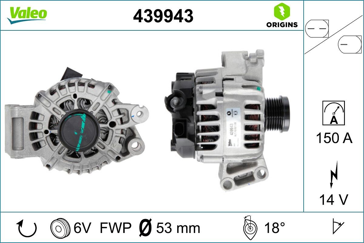 VALEO Generator Varenummer: 439943 billige