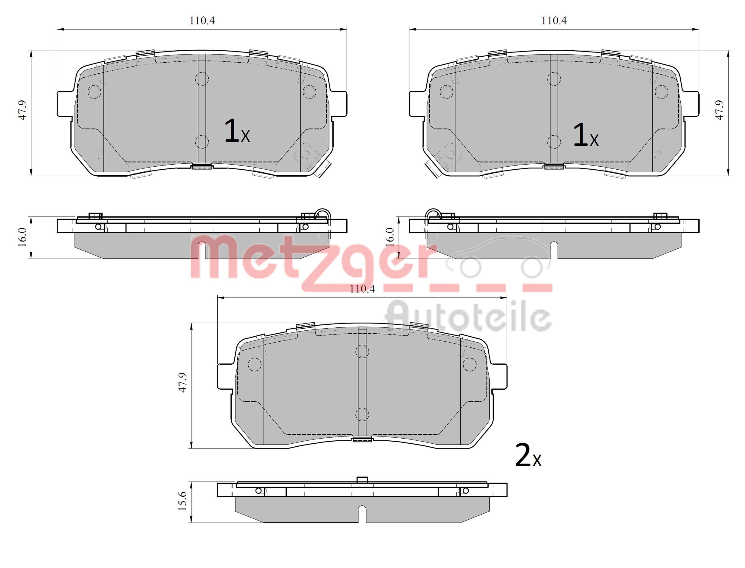 METZGER Brake pad set Article number: 1170914 cheaply