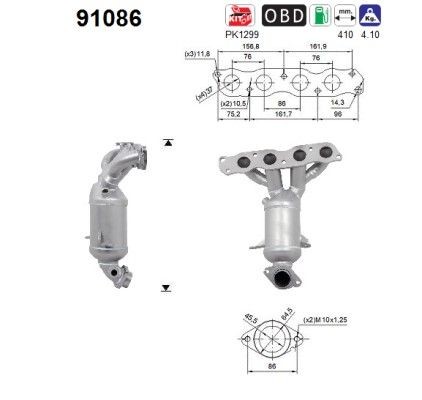 AS Catalytic converter Article number: 91086 cheaply