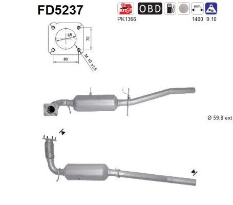 AS Diesel particulate filter Article number: FD5237 cheaply