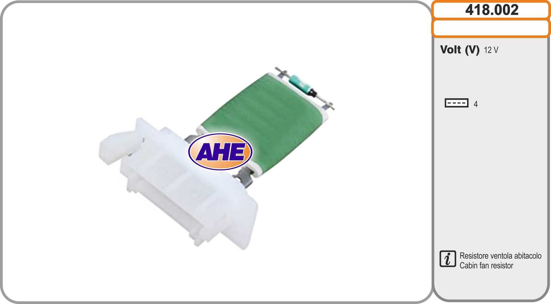 AHE Pre-resistor, electro motor radiator fan Article number: 418.002 cheaply