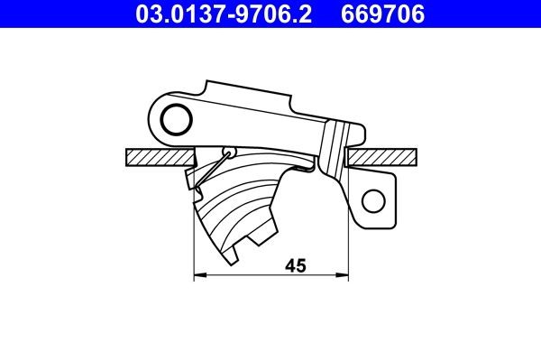 ATE 03.0137-9706.2 Tilbehørssæt, parkeringsbremsebakker DUCATO 2.3 JTD 126 HK Diesel