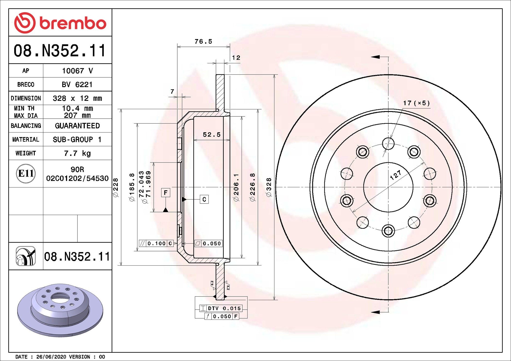 BREMBO Piduriketas Artikli number: 08.N352.11 soodsalt