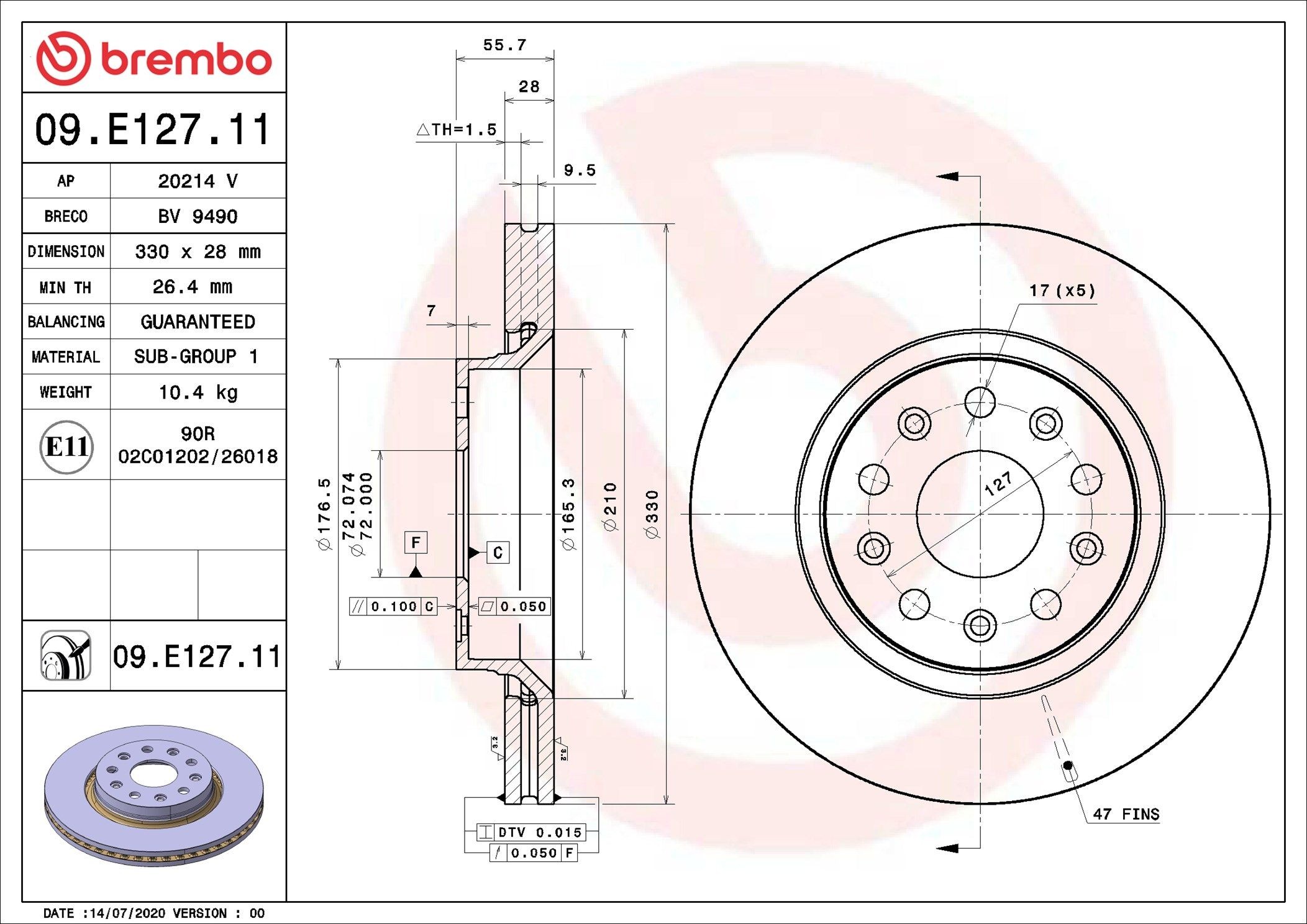 BREMBO Piduriketas Artikli number: 09.E127.11 soodsalt