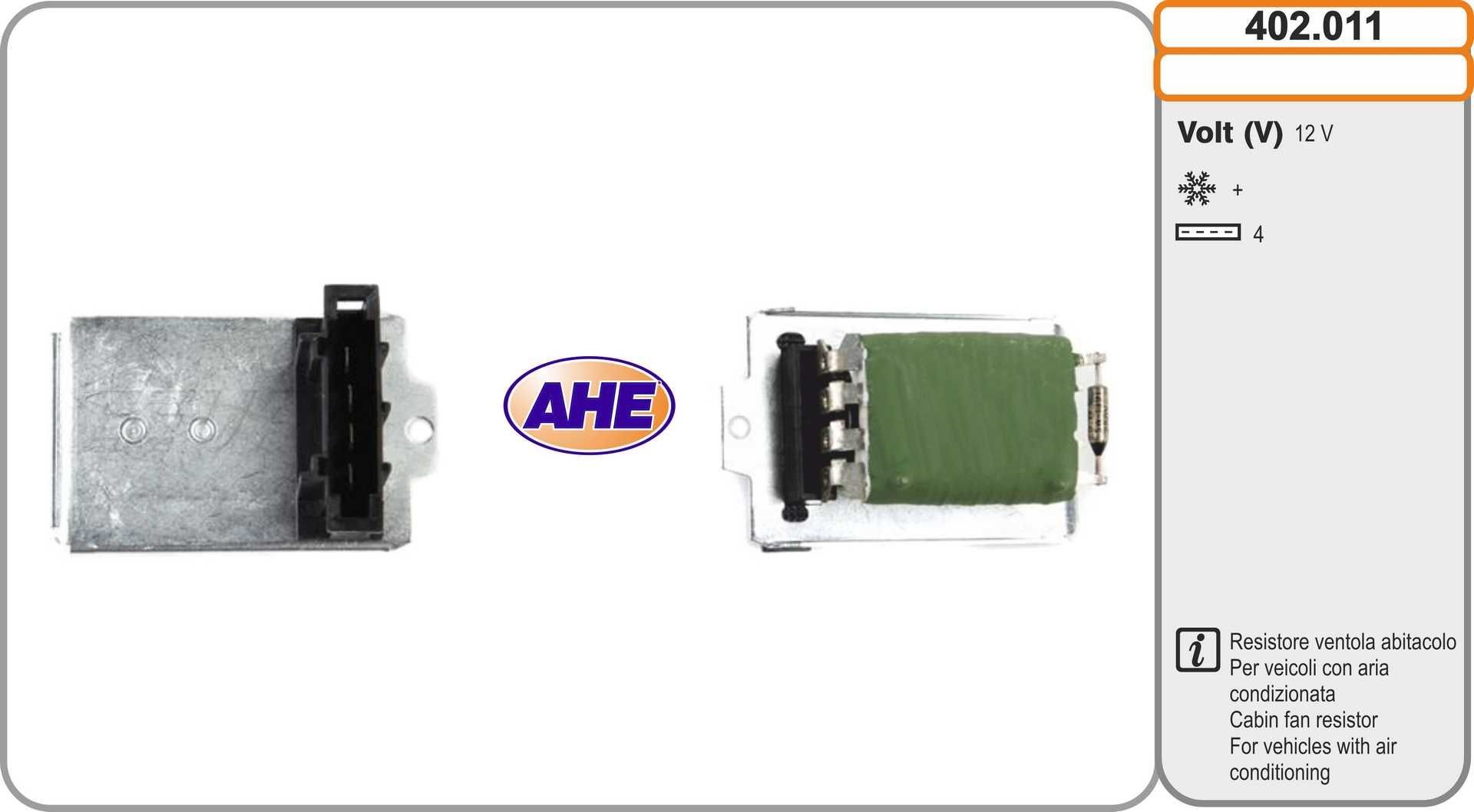 AHE Pre-resistor, electro motor radiator fan Article number: 402.011 cheaply