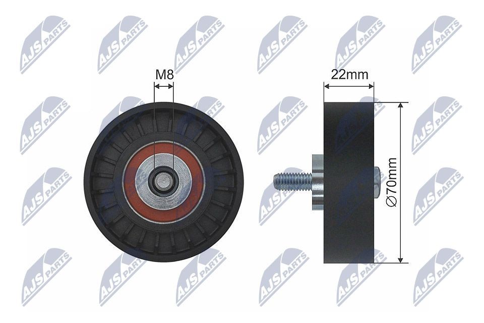 NTY Deflection / Guide Pulley, v-ribbed belt Article number: RNK-FT-001 cheaply