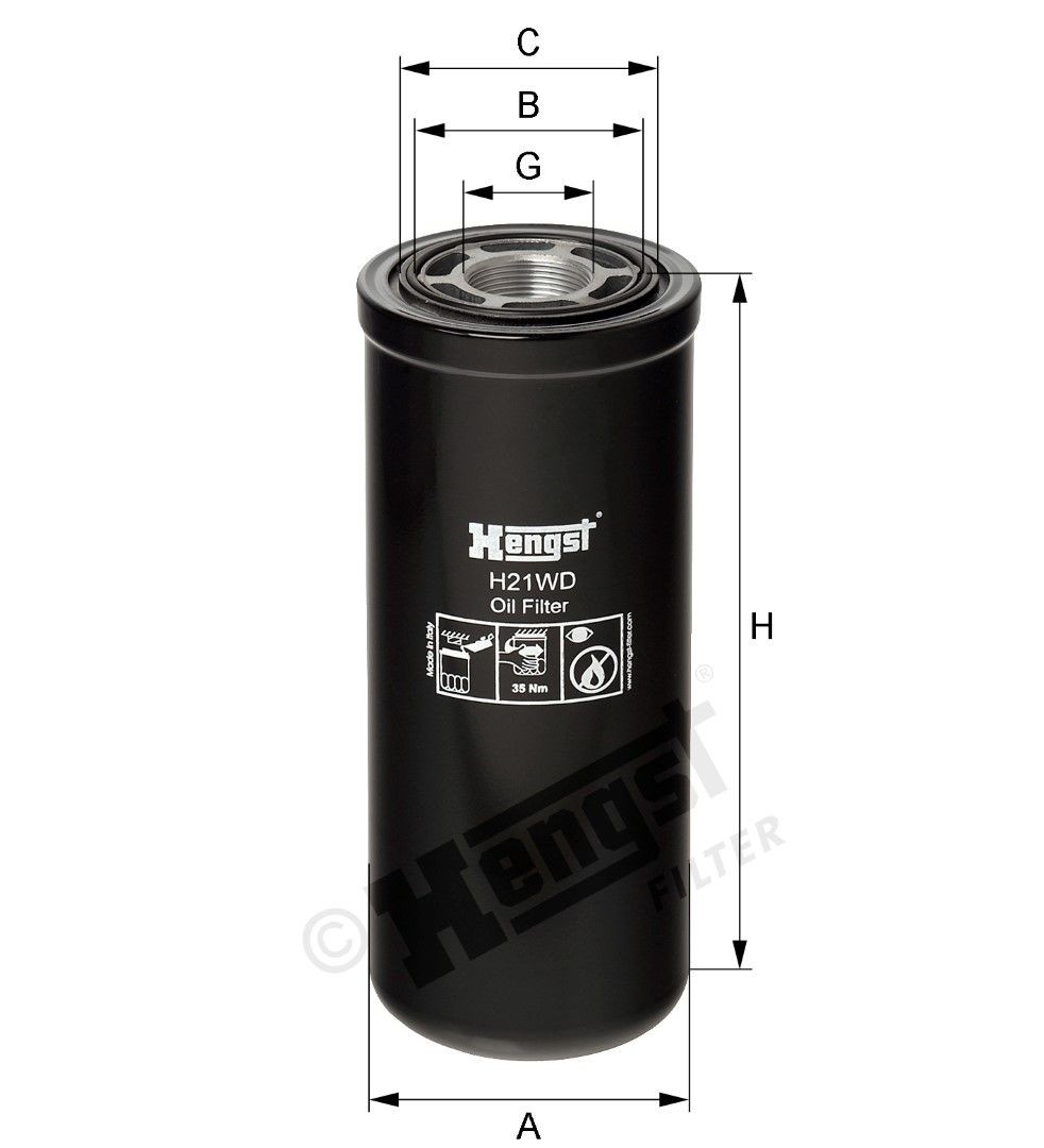 HENGST FILTER Oliefilter Varenummer: H21WD billige
