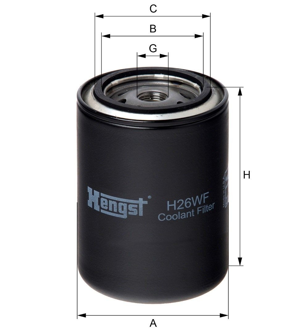 HENGST FILTER Coolant Filter Article number: H26WF cheaply