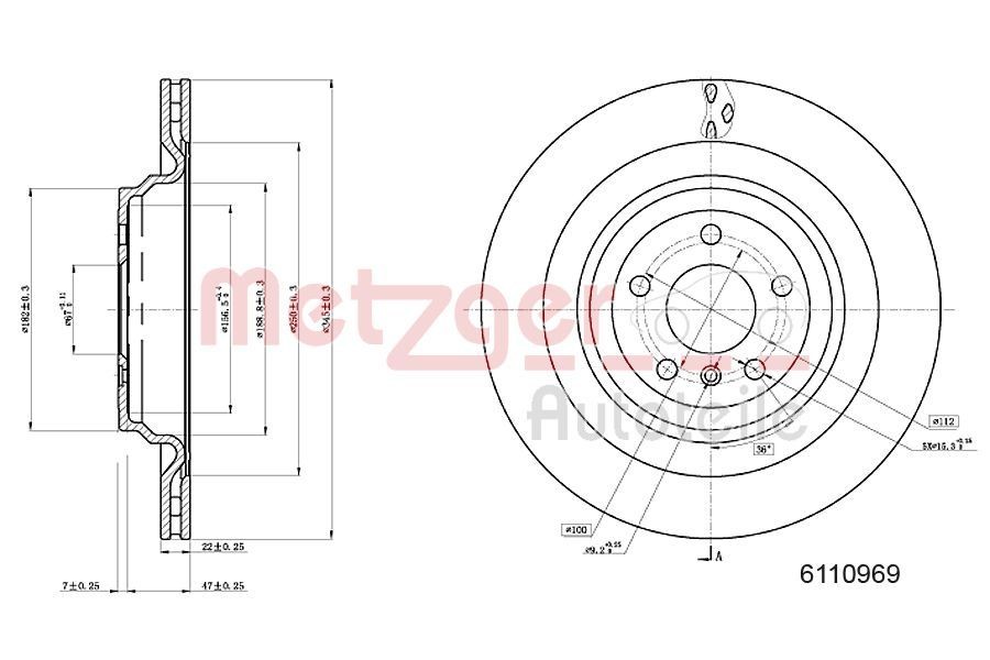 METZGER Brake disc Article number: 6110969 cheaply