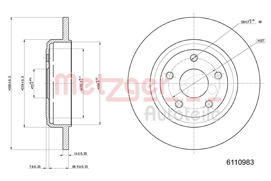 METZGER Brake disc Article number: 6110983 cheaply