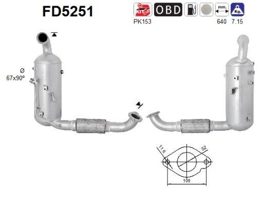 AS Diesel particulate filter Article number: FD5251 cheaply