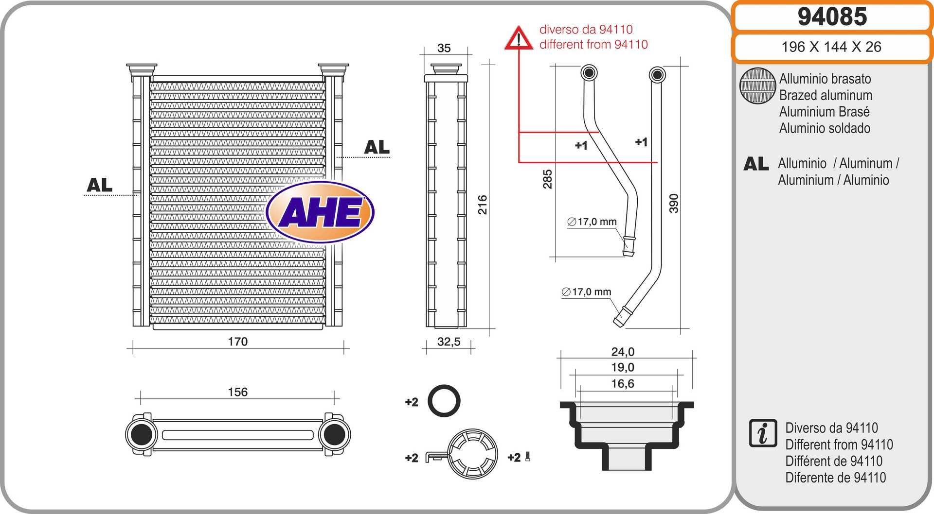 AHE Heater matrix Article number: 94085 cheaply