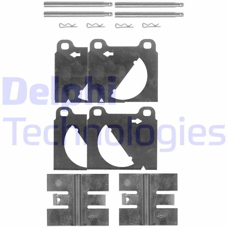 DELPHI LX0105 Σετ βοηθ. εξαρτημάτων, τακάκια φρένων TRANSPORTER 2.1 i 92 PS Βενζίνη 1992
