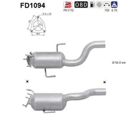 AS Diesel particulate filter Article number: FD1094 cheaply