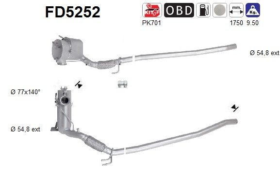 AS Diesel particulate filter Article number: FD5252 cheaply
