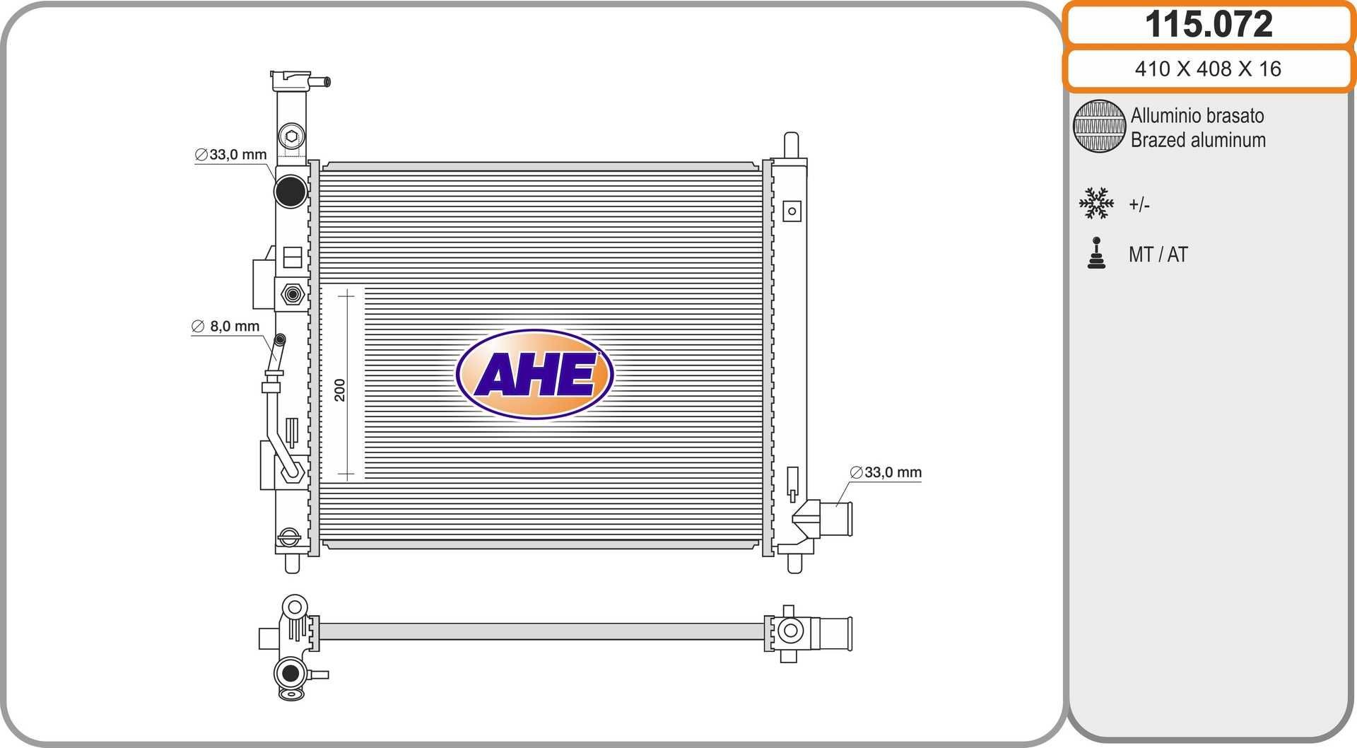 AHE Engine radiator Article number: 115.072 cheaply