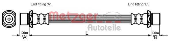 METZGER Bremseslange Varenummer: 4110023 billige