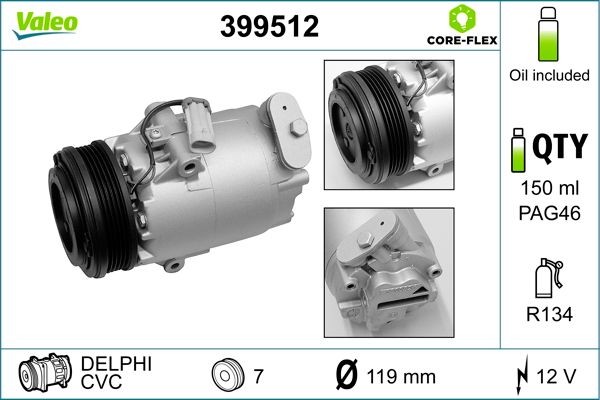 VALEO Air conditioning compressor Article number: 399512 cheaply