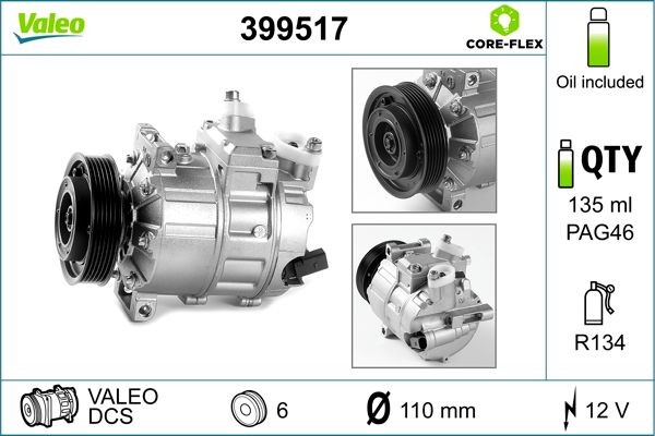 VALEO Air conditioning compressor Article number: 399517 cheaply