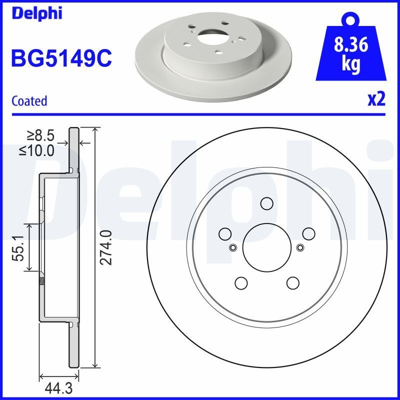 DELPHI Brake disc Article number: BG5149C cheaply
