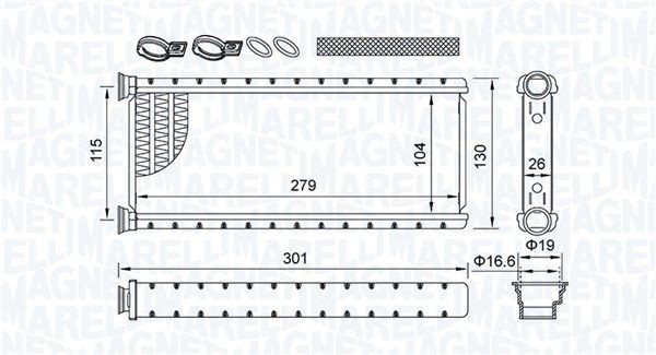MAGNETI MARELLI Heater matrix Article number: 350218514000 cheaply