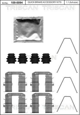 TRISCAN 8105 431651 Lisakomplekt, ketaspiduriklotsid T-CROSS 1.0 TSi (DKJA, DKRF) 116 HP Bensiin