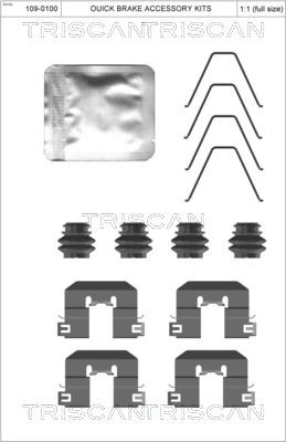 TRISCAN 8105 431654 Lisakomplekt, ketaspiduriklotsid PICANTO 1.2 MPI 84 HP Bensiin
