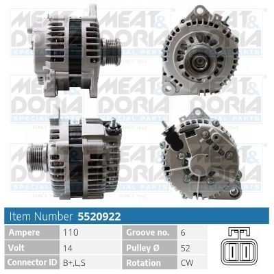 MEAT & DORIA Alternator Article number: 5520922 cheaply