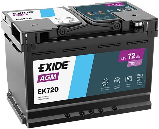EXIDE Battery Article number: EK720 cheaply