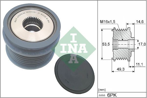 INA Alternator Freewheel Clutch Article number: 535 0364 10 cheaply