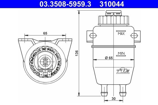 ATE Expansion Tank, brake fluid Article number: 03.3508-5959.3 cheaply