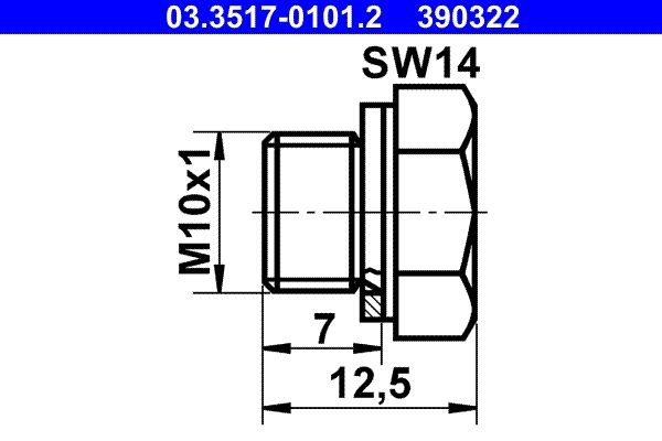 ATE 03.3517-0101.2 Sulgurkruvi, piduri peasilinder JETTA 1.8 Syncro 84 HP Bensiin 1992