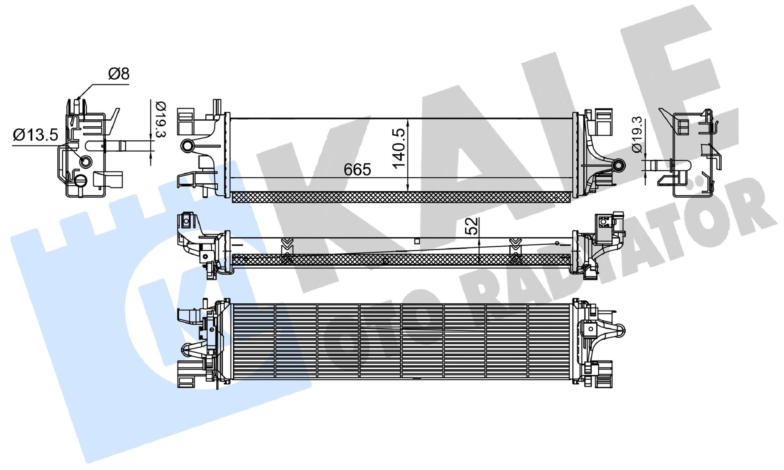 KALE OTO RADYATOR 350805 Ψυγείο χαμηλής θερμοκρασίας, ψυγείο αέρα υπερπλήρωσης TRANSIT CONNECT 1.5 EcoBlue 101 PS Πετρέλαιο