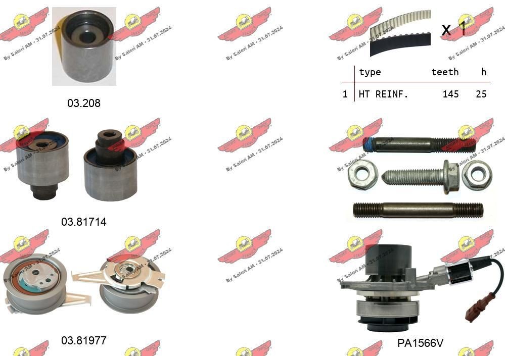 AUTOKIT Water pump and timing belt kit Article number: 04.5355PA2 cheaply