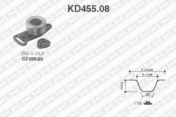 SNR Timing belt kit Article number: KD455.08 cheaply