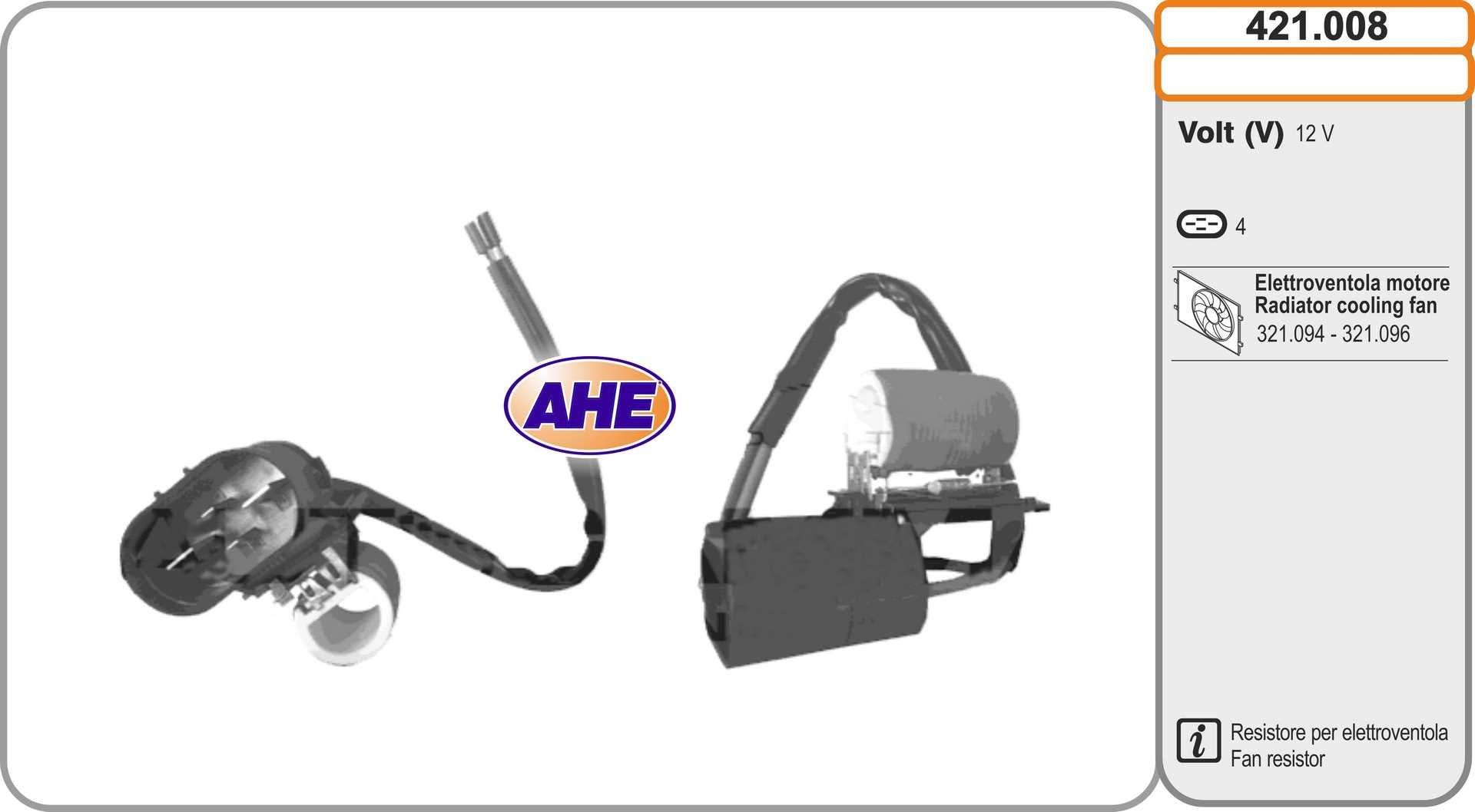 AHE Pre-resistor, electro motor radiator fan Article number: 421.008 cheaply