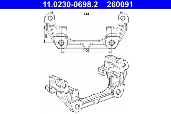 ATE Carrier, brake caliper Article number: 11.0230-0698.2 cheaply