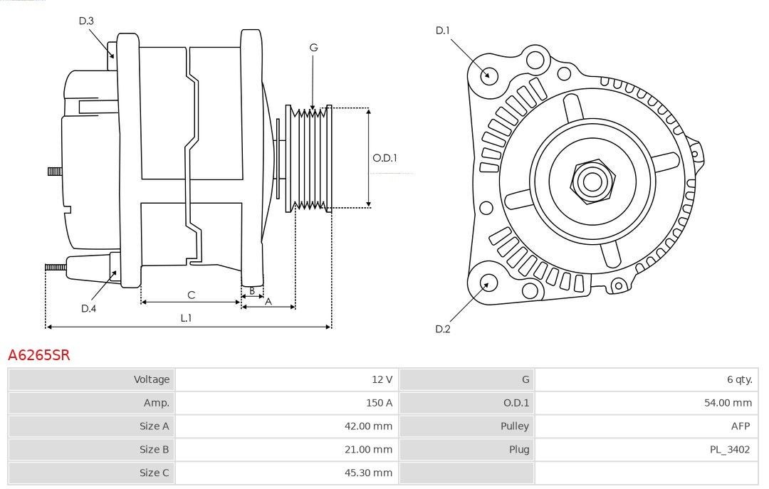 AS-PL Generator Varenummer: A6265SR billige